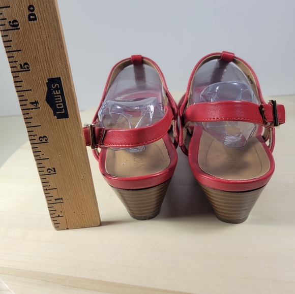 Vionic Port Cali Red Demi Wedge Open Toe Strappy Sandal Womens size 6.5 W - Picture 4 of 10